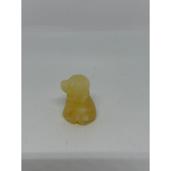 VTG Carved Stone Dog Figurine – Abstract Yellow Animal Sculpture – 1" Home Decor - Picture 3 of 5